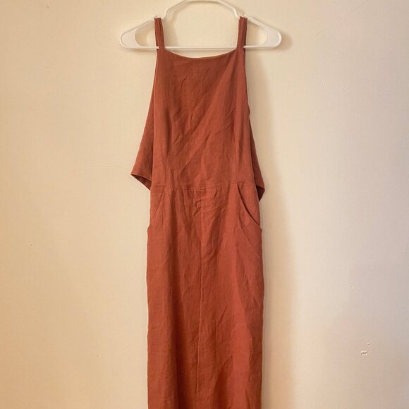 Rust Linen Axis Dress - Picture 2 of 9